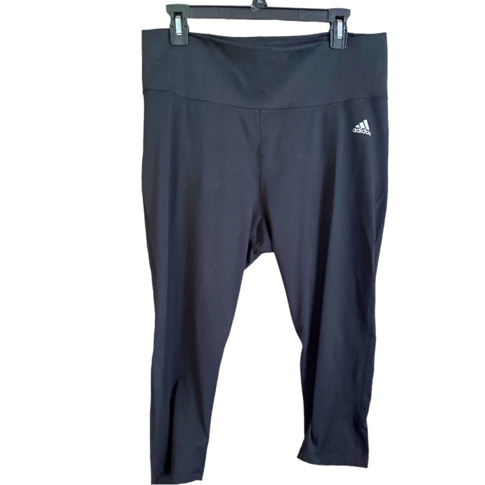 Adidas Black Cropped Climalite High Waist Leggings Yoga Pants ‎ XL